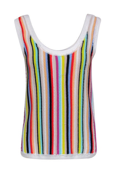 Current Boutique-Marie Oliver - Crochet Rainbow Striped Tank Sz M