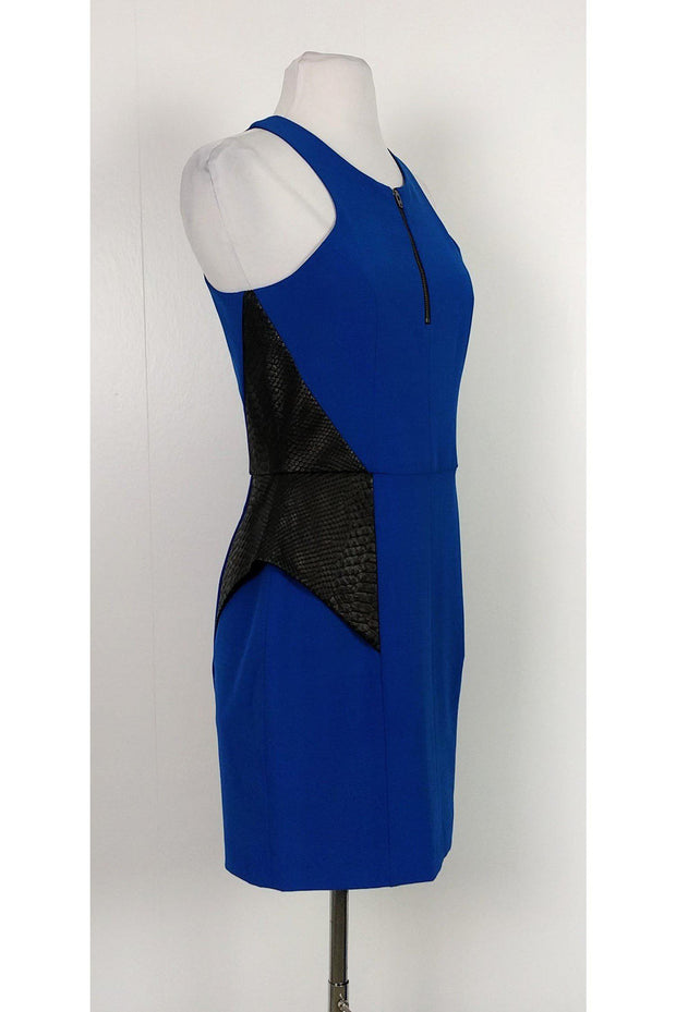 Current Boutique-Mason - Royal Blue & Leather Peplum Dress Sz 4