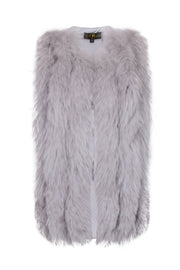 Current Boutique-Metric Knits - Grey Vest w/ Fox Fur Sz S