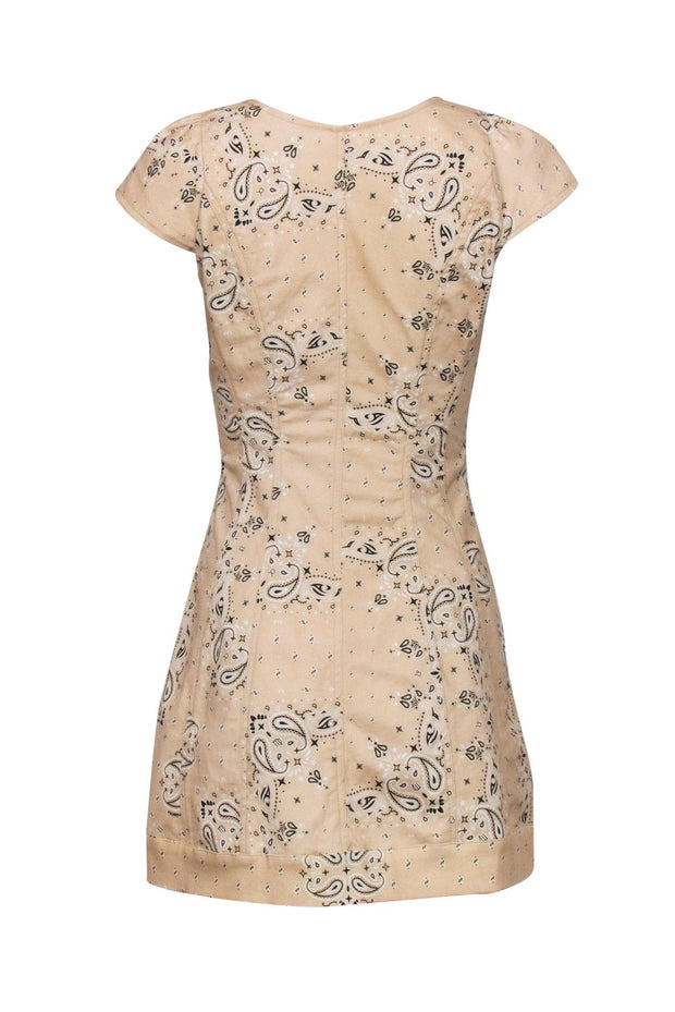 Current Boutique-Miaou - Beige Paisley Printed Cotton Bodycon Dress Sz XS