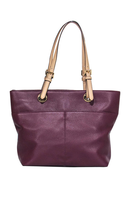 Michael Kors Dark Plum Pebbled Leather Tote Current Boutique