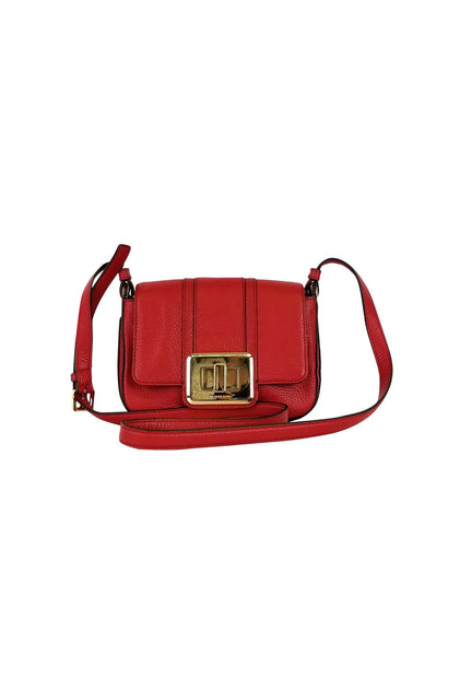 Michael Kors - Red Textured Leather Crossbody w/ Gold Chain Strap – Current  Boutique