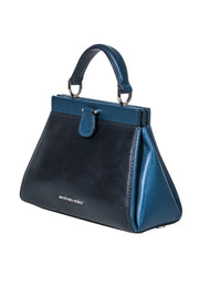 Current Boutique-Michael Kors - Teal & Navy Smooth Leather Mini Clasp Handbag