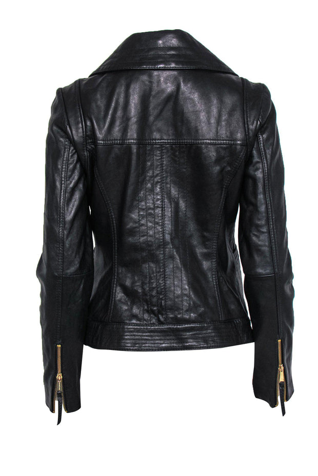 Current Boutique-Michael Michael Kors - Black Leather Zip-Up Jacket Sz S