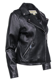 Current Boutique-Michael Michael Kors - Black Smooth Leather Moto Jacket Sz M