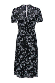 Current Boutique-Michael Michael Kors - Black & White Floral Sequin Puff Sleeve Midi Dress Sz 0