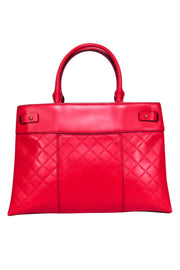 Current Boutique-Michael Michael Kors - Red Leather Embossed Logo Print Tote Bag