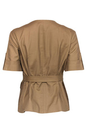 Current Boutique-Michael Michael Kors - Tan Short Sleeve Jacket w/ Pockets & Belt Sz 4