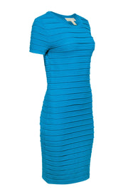 Current Boutique-Michael Michael Kors - Turquoise Scalloped Edge Striped Bodycon Dress Sz M