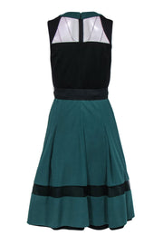 Current Boutique-Mikael Aghal - Emerald Green & Black Mesh A-Line Cocktail Dress Sz 4