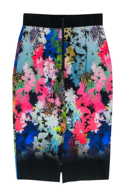 Neon floral shop pencil skirt