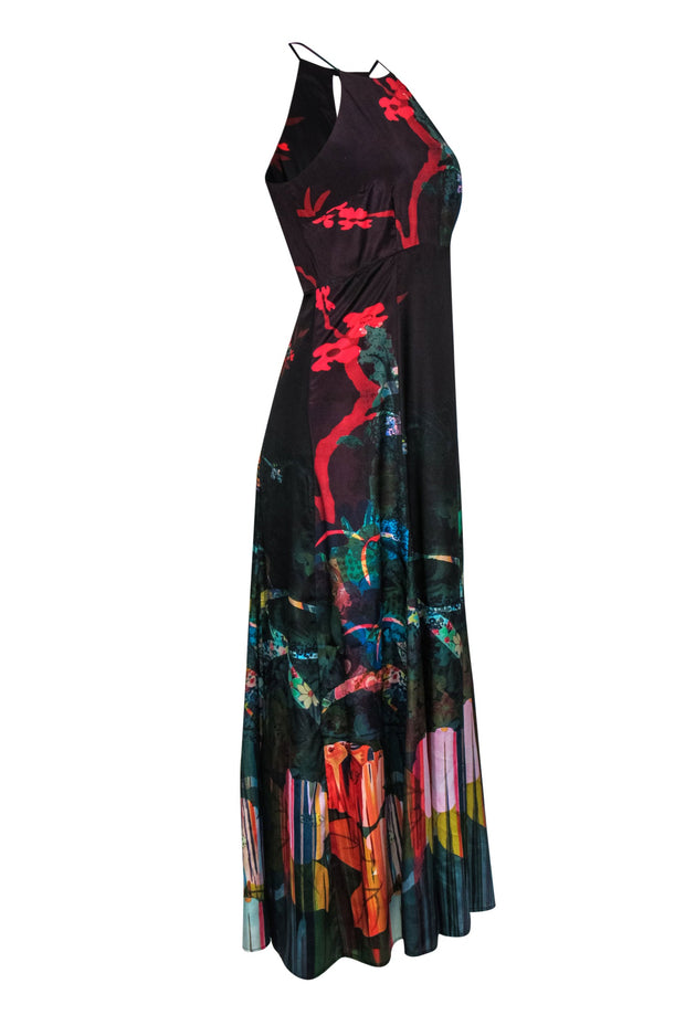 Current Boutique-Moulinette Soeurs - Black & Multicolored Tropical Floral Print Maxi Dress Sz 2