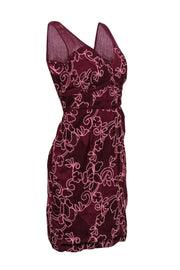 Current Boutique-Moulinette Soeurs - Maroon Lace & Mesh Floral Dress Sz 10