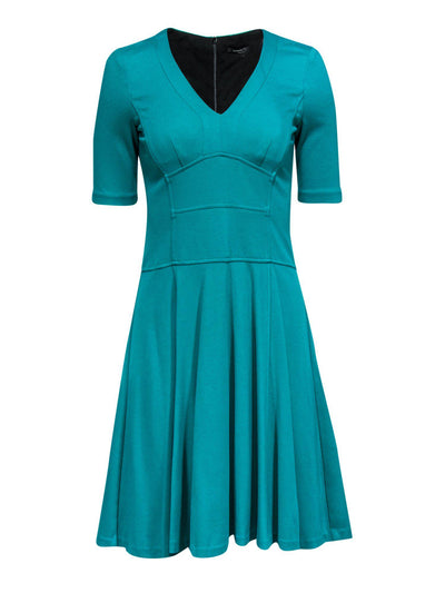 Current Boutique-Nanette Lepore - Aqua Green A-Line Dress w/ Piping Sz 2