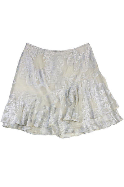 Current Boutique-Nanette Lepore - Beige & Silver Print Layered Skirt Sz 2
