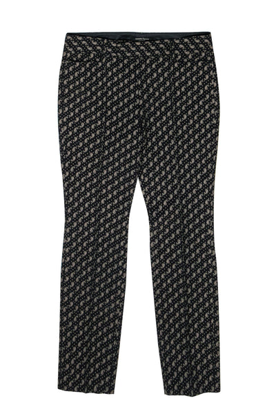 Current Boutique-Nanette Lepore - Black & Beige Paisley Print Skinny Leg Trousers Sz 2