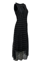 Current Boutique-Nanette Lepore - Black Lace & Pink Metallic Keyhole Maxi Dress Sz 0