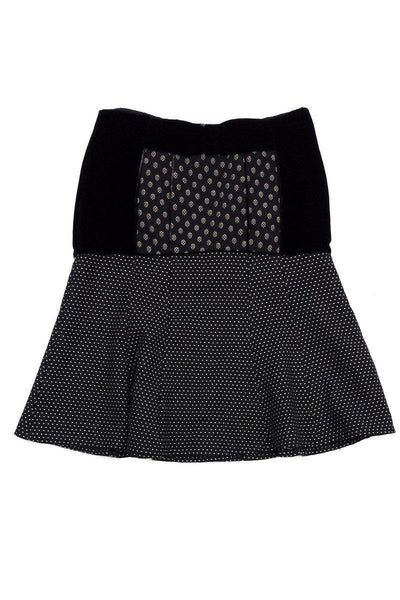 Current Boutique-Nanette Lepore - Black Print Velvet Skirt Sz 4