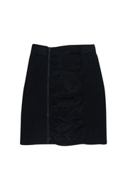 Current Boutique-Nanette Lepore - Black Satin Ruched Skirt Sz 6