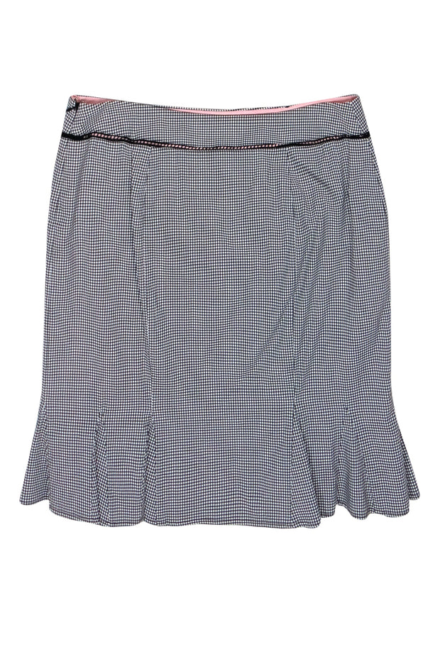 Current Boutique-Nanette Lepore - Black & White Checkered Pencil Skirt w/ Eyelet Trim & Bows Sz 6