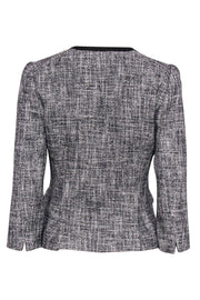 Current Boutique-Nanette Lepore - Black & White Marbled Tweed Fringed Jacket Sz 4