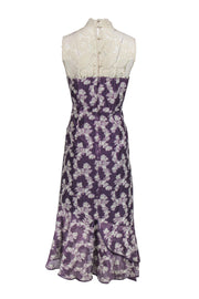 Current Boutique-Nanette Lepore - Purple Floral Cocktail Dress w/ Lace Sz 12