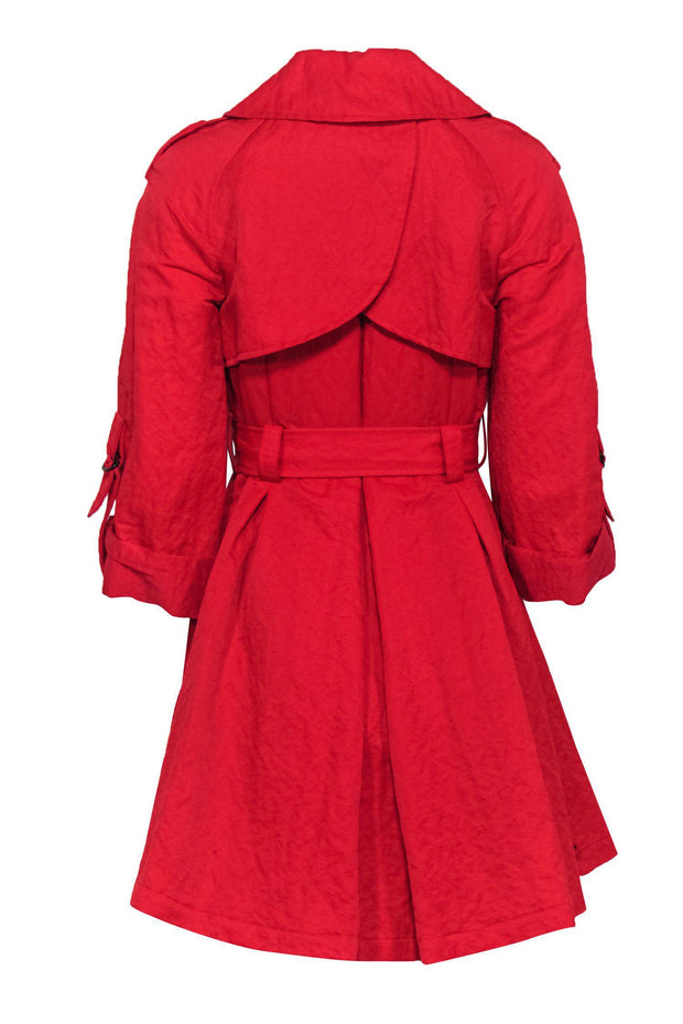 Current Boutique-Nanette Lepore - Red Trench Coat w/ Oversized Buttons Sz 4