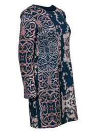 Current Boutique-Nanette Lepore - Smokey Blue & Pink Pixelated Printed Shift Dress Sz 10