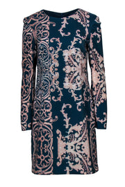 Current Boutique-Nanette Lepore - Smokey Blue & Pink Pixelated Printed Shift Dress Sz 10