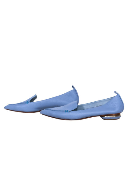 Nicholas Kirkwood - Light Blue Pebbled Leather Beya Loafers Sz