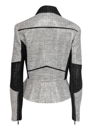 Current Boutique-Nicole Miller - Black & White Woven Moto-Style Jacket Sz L