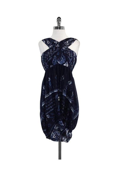 Current Boutique-Nicole Miller - Blue & White Silk Dress Sz 2