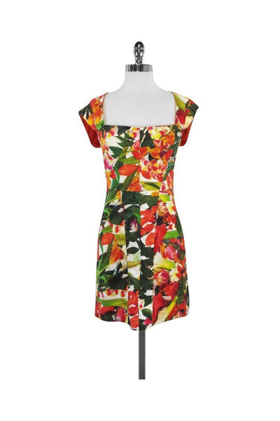 Current Boutique-Nicole Miller - Floral Print Linen Sleeveless Dress Sz M