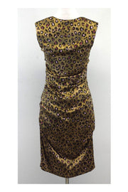 Current Boutique-Nicole Miller - Gold & Pink Print Silk Dress Sz 8