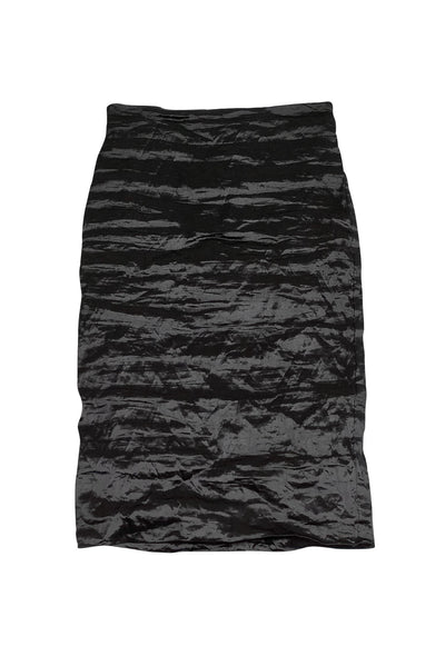 Current Boutique-Nicole Miller - Grey Metallic Ruched Skirt Sz 4