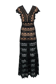 Current Boutique-Night Cap - Black Lace Sleeveless Mermaid Gown w/ Nude Underlay Sz 2