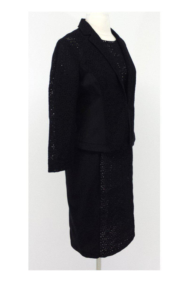 Current Boutique-Nougat London - Black Cotton Eyelet Sheath Dress & Blazer Sz 8