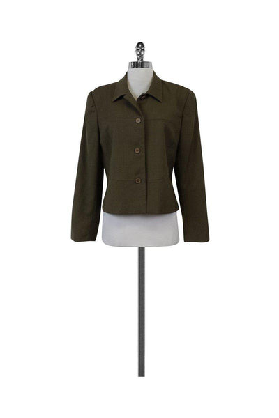 Current Boutique-Oscar by Oscar de la Renta - Olive Button-Up Jacket Sz 12