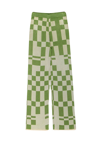 Current Boutique-Paloma Wool - Green & Beige Geometric Print High Waisted Knit Pants Sz S