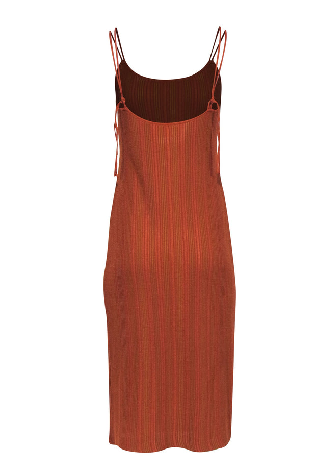 Current Boutique-Paloma Wool - Orange & Tan Knit Spaghetti Strap Dress Sz M