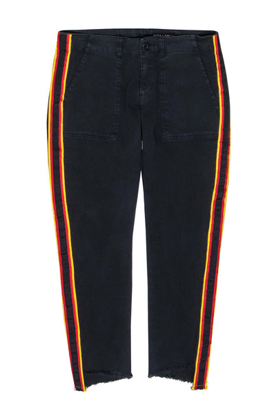 Current Boutique-Pam & Gela - Black Skinny Cropped Jeans w/ Ribbon Striped Seam Sz 27
