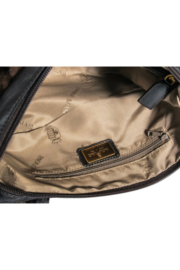 Current Boutique-Paolo Masi - Brown Leather Shoulder Bag w/ Mink Fur