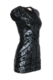 Current Boutique-Parker - Black Sequin Cap Sleeve Bodycon Dress Sz XS