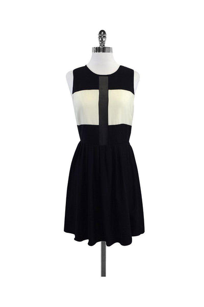 Current Boutique-Parker - Black & White Silk Sleeveless Dress Sz M