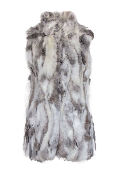 Current Boutique-Patrizia Luca - Grey & White Rabbit Fur Vest Sz M