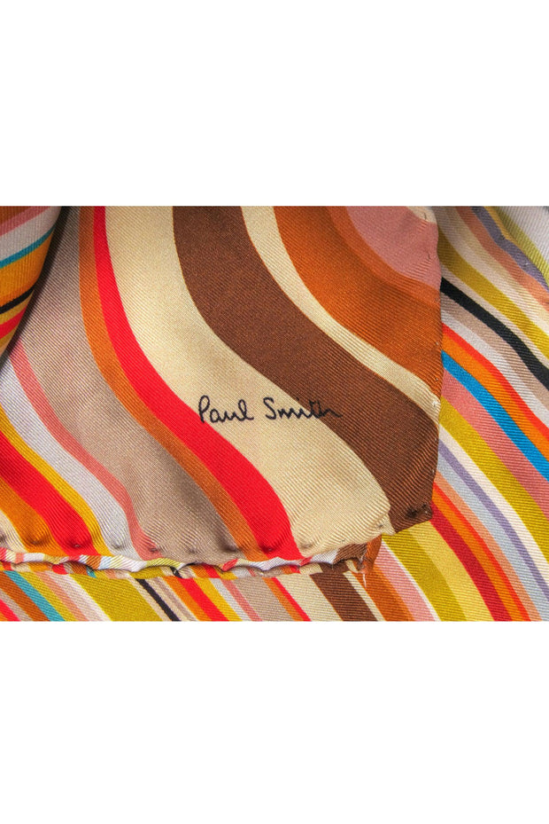 Current Boutique-Paul Smith - Mod Multicolor Striped Wavy Print Silk Scarf