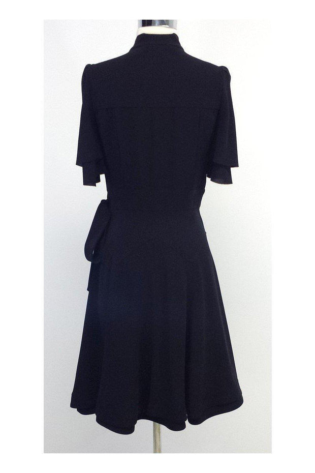 Current Boutique-Phi - Black Silk Short Sleeve Wrap Dress Sz 6