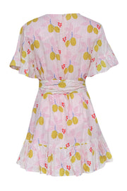 Current Boutique-Pink Chicken - Pink & Fruit Print Cotton Dress w/ Belt Sz XS
