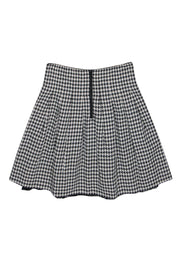 Current Boutique-Pink Tartan - Black & White Houndstooth Pleated Circle Skirt Sz 6