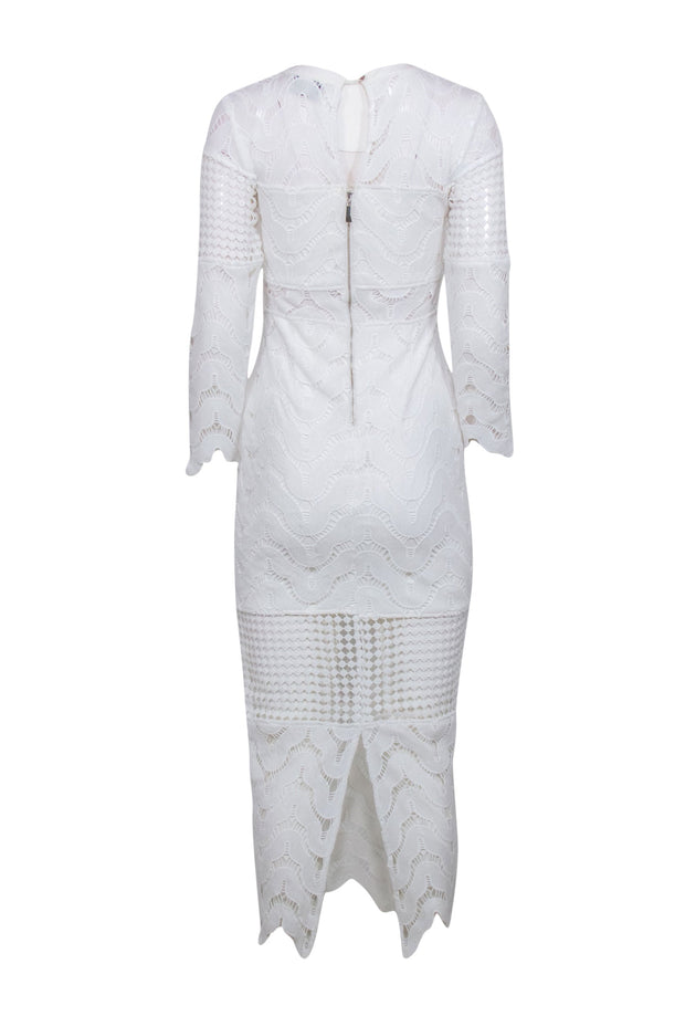 Current Boutique-Premonition - White Crochet Long Sleeve Maxi Dress Sz 2